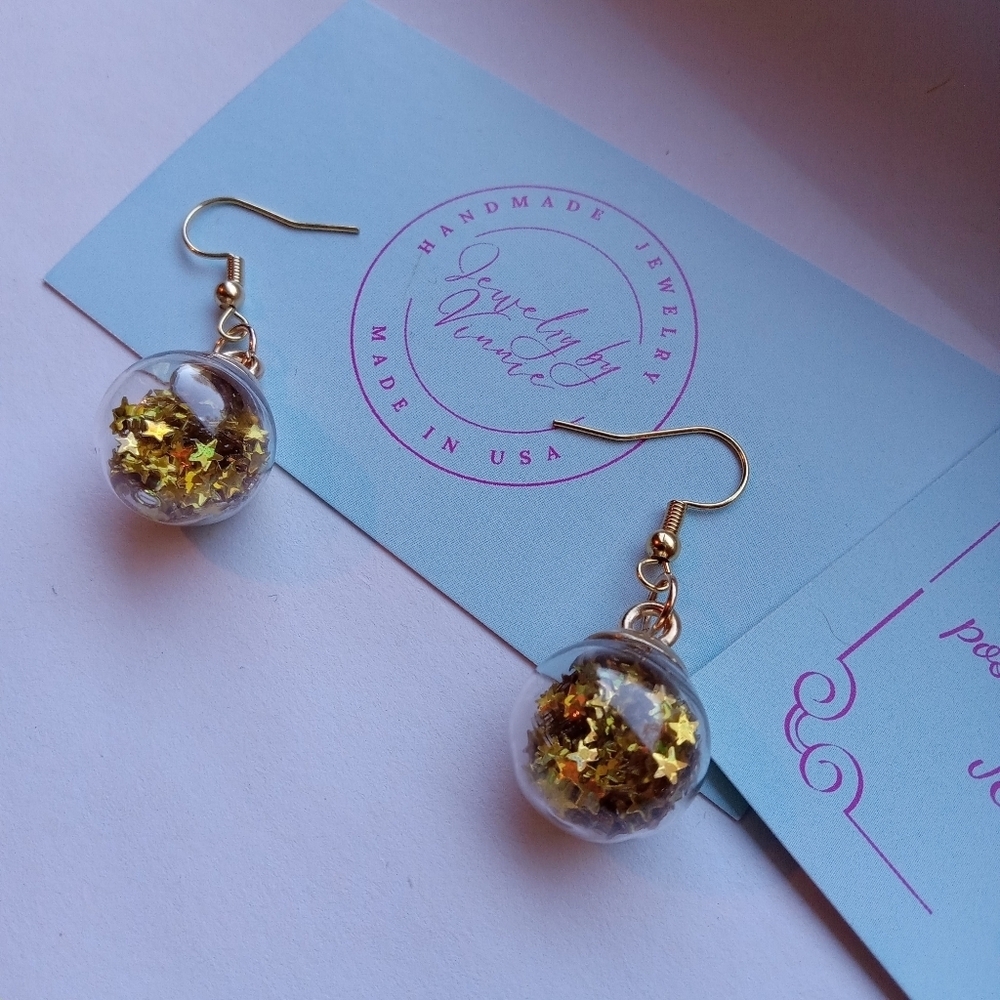 Gold Star Globe Earrings